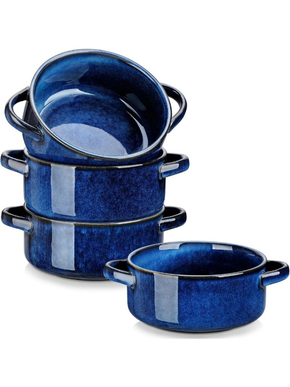 Set of 4 Starry French Onion Soup Bowls - 30 Oz Ceramic Crocks for Baking